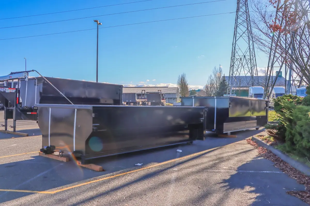 Roll-off dumpster ready for waste disposal at job site for 8 Yard Dumpster Rental in Northfield